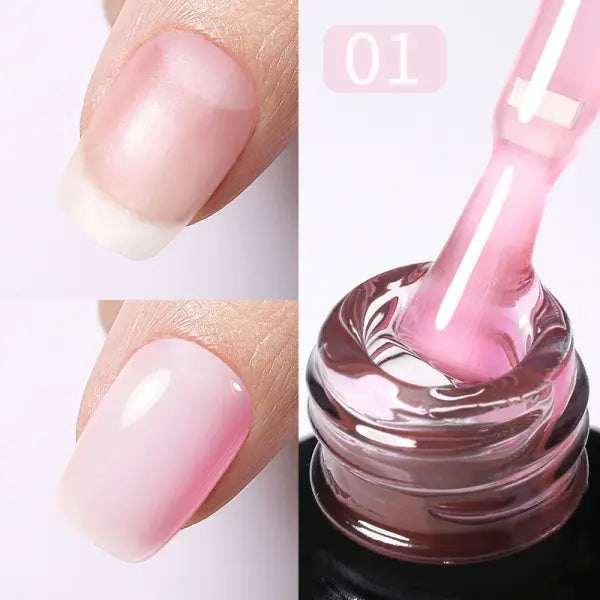 Milky Pink Rubber Base Gel Nail Polish – Glitter 15ml UV LED