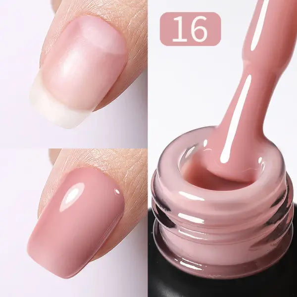 BORN PRETTY Milky Pink Rubber Base Gel Nail Polish Glitter 15ml Semi-Permanent Varnish Soak Off Self Leveling UV LED