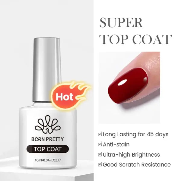 BORN PRETTY Super Top Coat and Base Gel Nail Polish for Gel Polish Semi-permanent Varnish Rubber Top Coat 10ml Nail