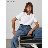 Bornladies Summer 100% Cotton Women’s T-Shirt – Loose Solid Short Sleeve Top