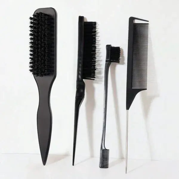 Bristle Slick Back for S Hair Brushleek Ponytail Bun and Edges - black