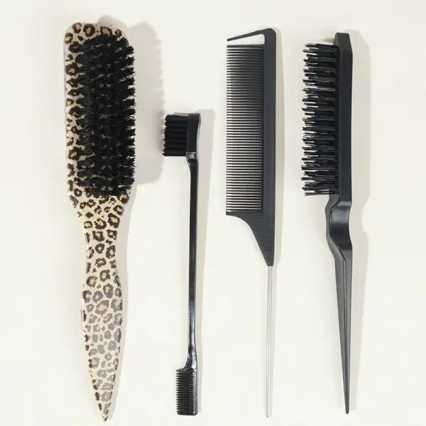 Bristle Slick Back for S Hair Brushleek Ponytail Bun and Edges - 4pcs