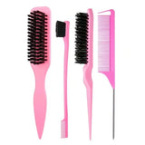 Bristle Slick Back for S Hair Brushleek Ponytail Bun and Edges - pink