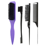 Bristle Slick Back for S Hair Brushleek Ponytail Bun and Edges - purple
