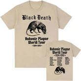 Bubonic World Tour T-Shirt – Funny Gothic Vintage Oversized Cotton Tee - khaki / XS(old)