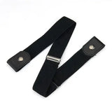 Invisible Belt Canvas Adjustable Elastic Knitted Secure Comfort Fit - black / 60-65cm