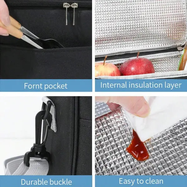 Oxford Cloth Insulated Lunch Box Bag with Shoulder Strap