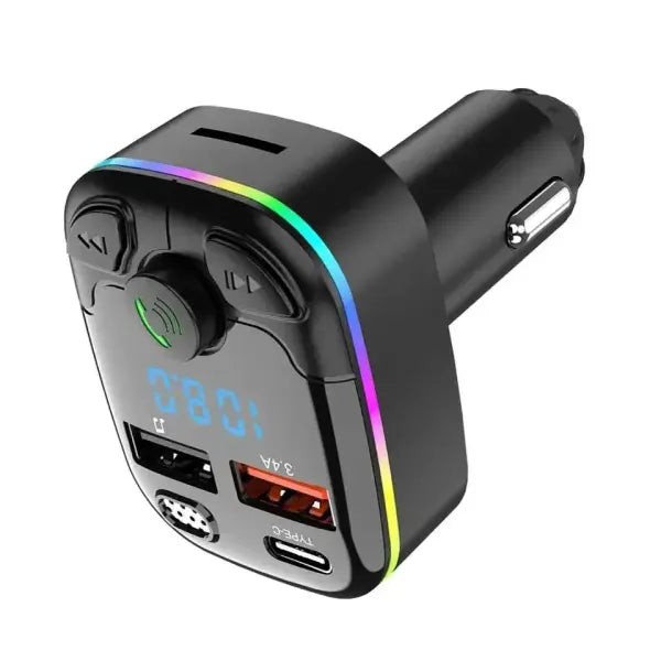 Car Charger Bluetooth Dual USB MP3 Player PD Type-C Ambient Light - 63-C9