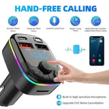Car Charger Bluetooth Dual USB MP3 Player PD Type-C Ambient Light - 63-C9