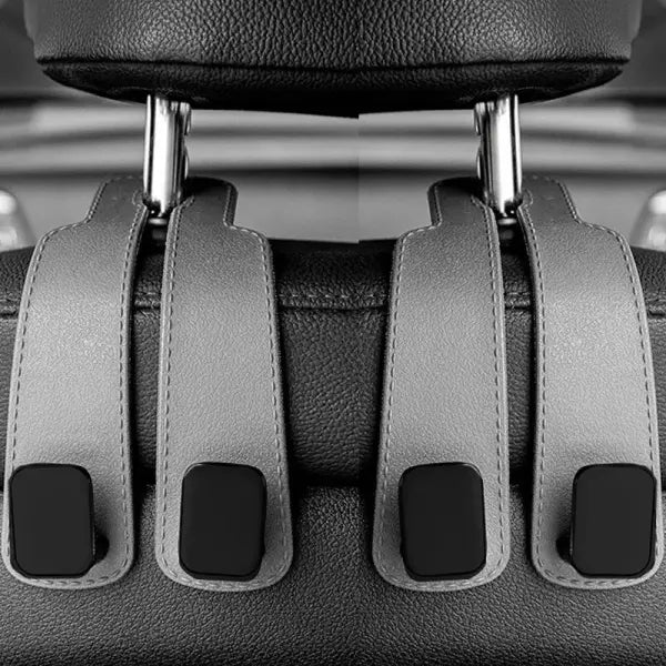Car Seat Back Bag Headrest Hooks Hanger - grey 2 pcs