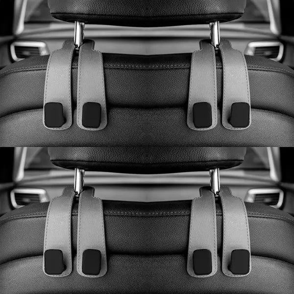 Car Seat Back Bag Headrest Hooks Hanger - grey 4 pcs
