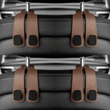 Car Seat Back Bag Headrest Hooks Hanger - brown 4 pcs