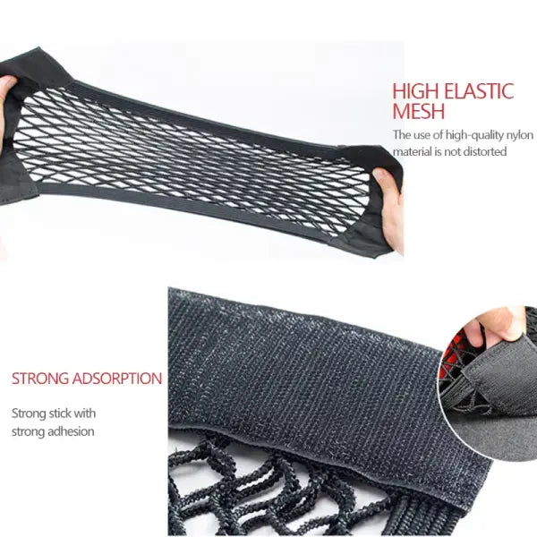 Car Trunk Mesh Organizer Car Tail Storage Net Seat Back Pocket Universal Trunk Bag Auto Magic Tape Network Interior