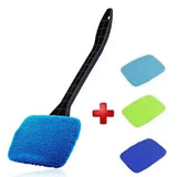 Car Window Cleaner Brush Kit PP Material Windshield Defogging - Blue and 3pcs Rag