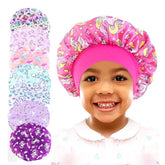 Cartoon Baby Kids Print Satin Bonnet Sleep Hat for Curly Hair