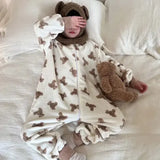 Cartoon Flannel Fleece Children Baby Sleepwear Warm Winter Clothes Toddler Sleep Clothing Pajamas For Girls Boys Kids