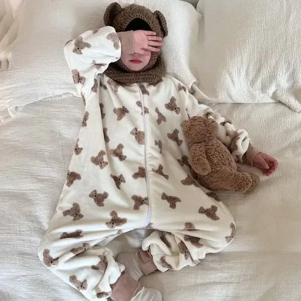 Cartoon Flannel Fleece Children Baby Sleepwear Warm Winter Clothes Toddler Sleep Clothing Pajamas For Girls Boys Kids