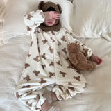 Cartoon Flannel Fleece Children Baby Sleepwear Warm Winter Clothes Toddler Sleep Clothing Pajamas For Girls Boys Kids