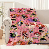 Cartoon The P-Powerpuff G-Girls Cute Blanket Plush Nap Sofa rug for Living Room Office Bedroom Birthday Home Travel Kid