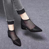 Soft Leather Flat Heel Net Boots Women''s Hollow Flat Bottom Sandals