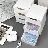 Desk Organizer 3-Tier Plastic Divider Box – Chic Space Management - WHITE