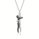 Classic Animal Hug Pendant Necklace Zinc Alloy in Black - Yinhei yinlian