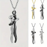 Classic Animal Hug Pendant Necklace Zinc Alloy in Black