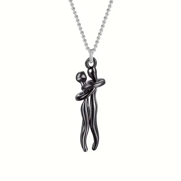 Classic Animal Hug Pendant Necklace Zinc Alloy in Black - Hei yinlian