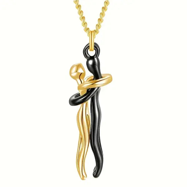 Classic Animal Hug Pendant Necklace Zinc Alloy in Black - HeiJin Jinlian