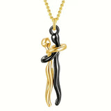 Classic Animal Hug Pendant Necklace Zinc Alloy in Black - HeiJin Jinlian