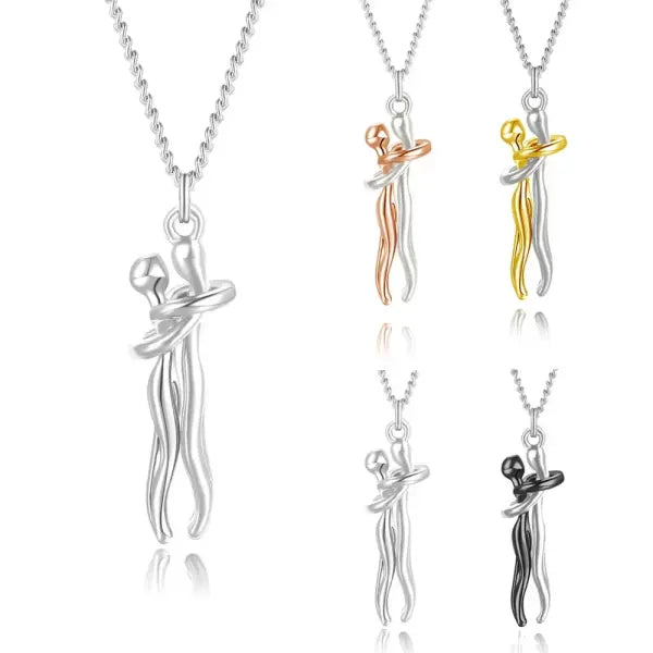 Classic Animal Hug Pendant Necklace Zinc Alloy in Black
