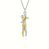 Classic Animal Hug Pendant Necklace Zinc Alloy in Black - Yinjin yinlian