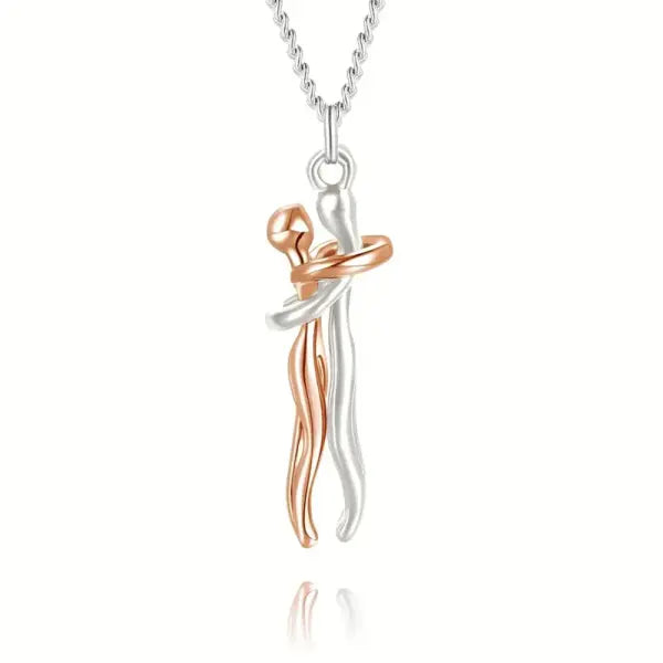 Classic Animal Hug Pendant Necklace Zinc Alloy in Black - YinMeiguijinyinlian