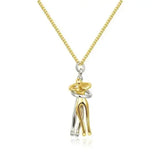 Classic Animal Hug Pendant Necklace Zinc Alloy in Black - Yinjin jinlian