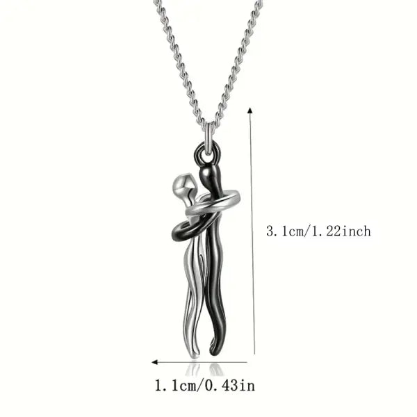 Classic Animal Hug Pendant Necklace Zinc Alloy in Black - Heiyin yinlian