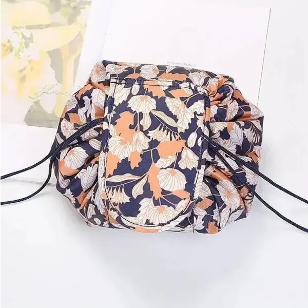 Chic Cosmetic Bag Waterproof Drawstring Makeup Organizer for Travel - Flower