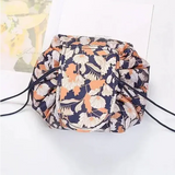 Chic Cosmetic Bag Waterproof Drawstring Makeup Organizer for Travel - Flower
