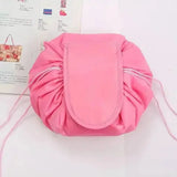 Chic Cosmetic Bag Waterproof Drawstring Makeup Organizer for Travel - Dark Pink