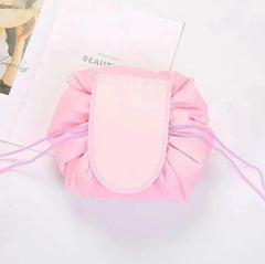 Pink waterproof drawstring makeup organizer chic cosmetic bag