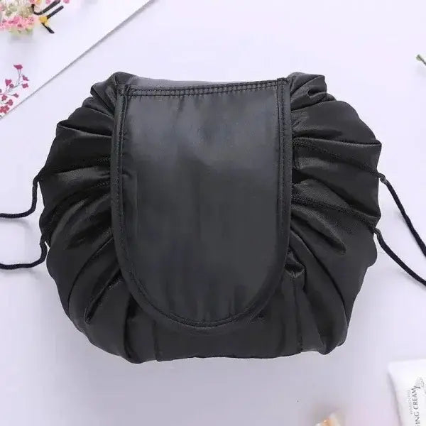 Chic Cosmetic Bag Waterproof Drawstring Makeup Organizer for Travel - Black