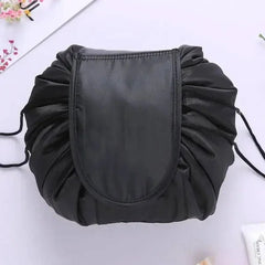 Black chic cosmetic bag: waterproof drawstring makeup organizer