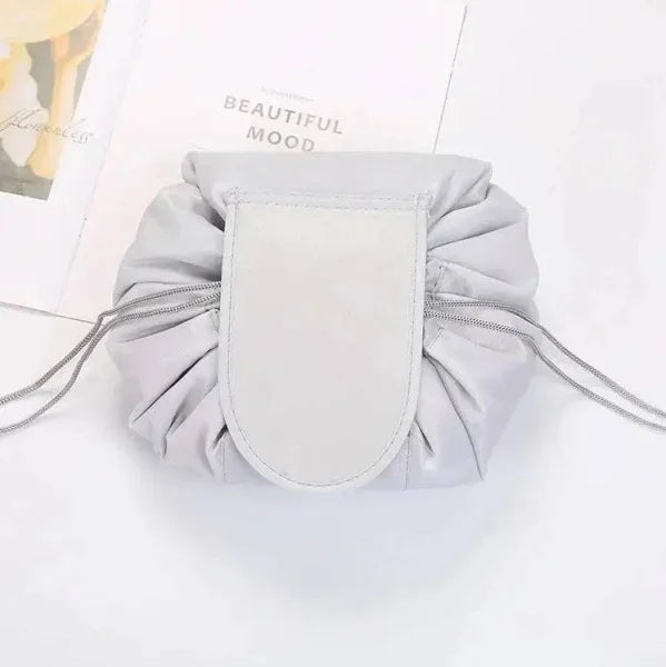 Chic light gray waterproof drawstring makeup organizer bag