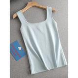 Chic Knit White U-Neck Women Tank Top Crop Length