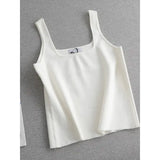 Chic Knit White U-Neck Women Tank Top Crop Length