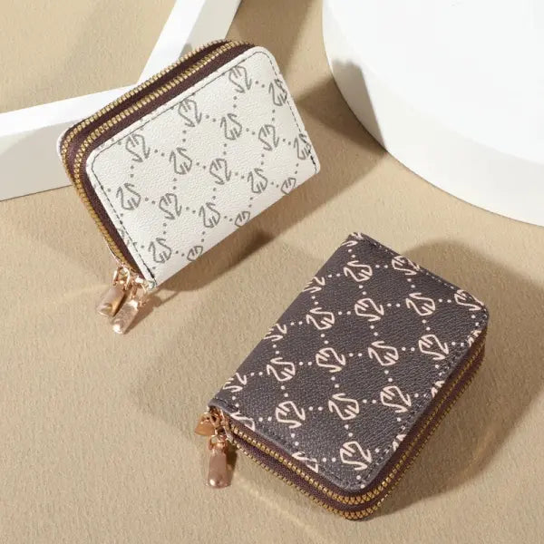 Chic Vintage Zippered Faux Leather Card Holder Wallet for Women