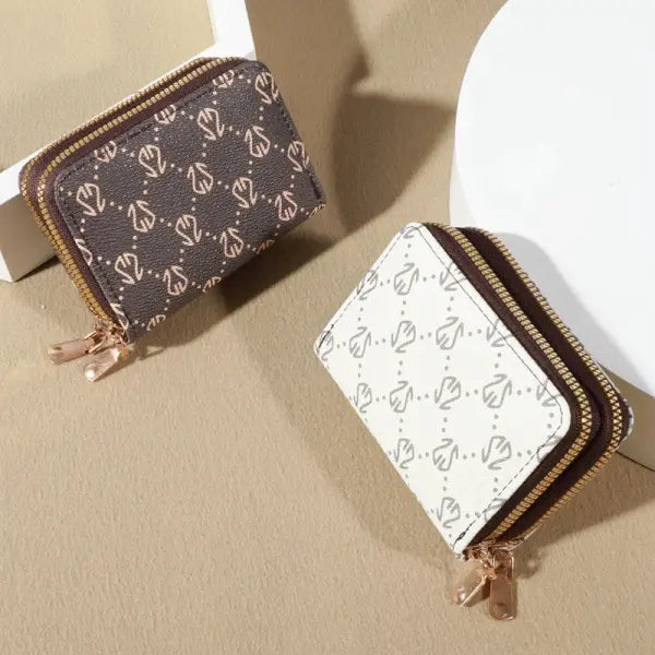 Chic Vintage Zippered Faux Leather Card Holder Wallet for Women