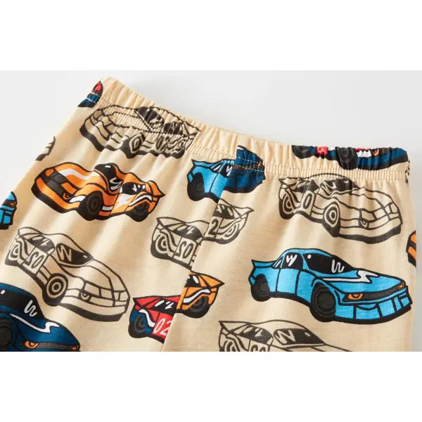 100% Cotton Kids Pajama Set – Cartoon Car Sleepwear for Boys 1-8 Years