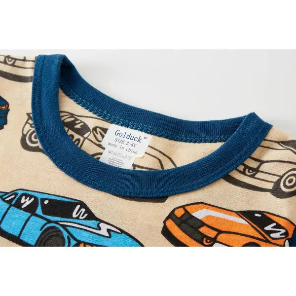 100% Cotton Kids Pajama Set – Cartoon Car Sleepwear for Boys 1-8 Years