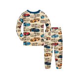 100% Cotton Kids Pajama Set – Cartoon Car Sleepwear for Boys 1-8 Years