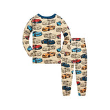 100% Cotton Kids Pajama Set – Cartoon Car Sleepwear for Boys 1-8 Years